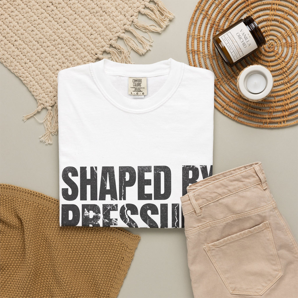 BRKN Shaped By Pressure Heavyweight Tee, White (Unisex)
