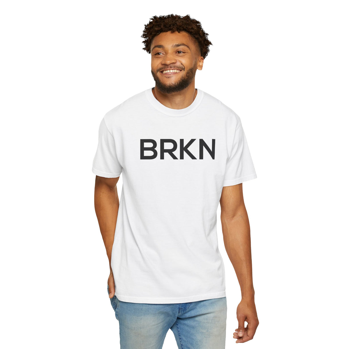 BRKN Wordmark Heavyweight Tee, White (Unisex)