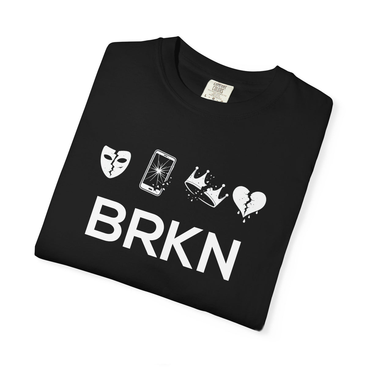 BRKN Fractured Heavyweight Tee, Black & Grey (Unisex)