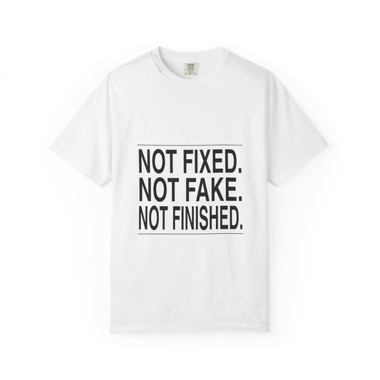 BRKN Not Fixed Not Fake Not Finished Heavyweight Tee, White (Unisex)