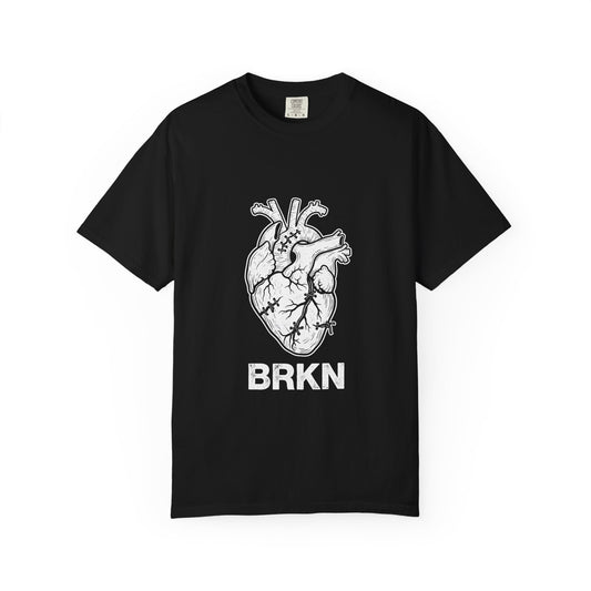 BRKN Stitched Heart Heavyweight Tee, Black (Unisex)