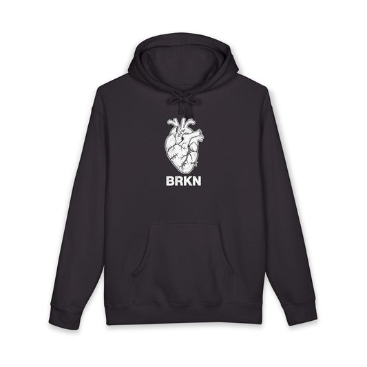 BRKN Stitched Heart Heavyweight Hoodie, Black (Unisex)