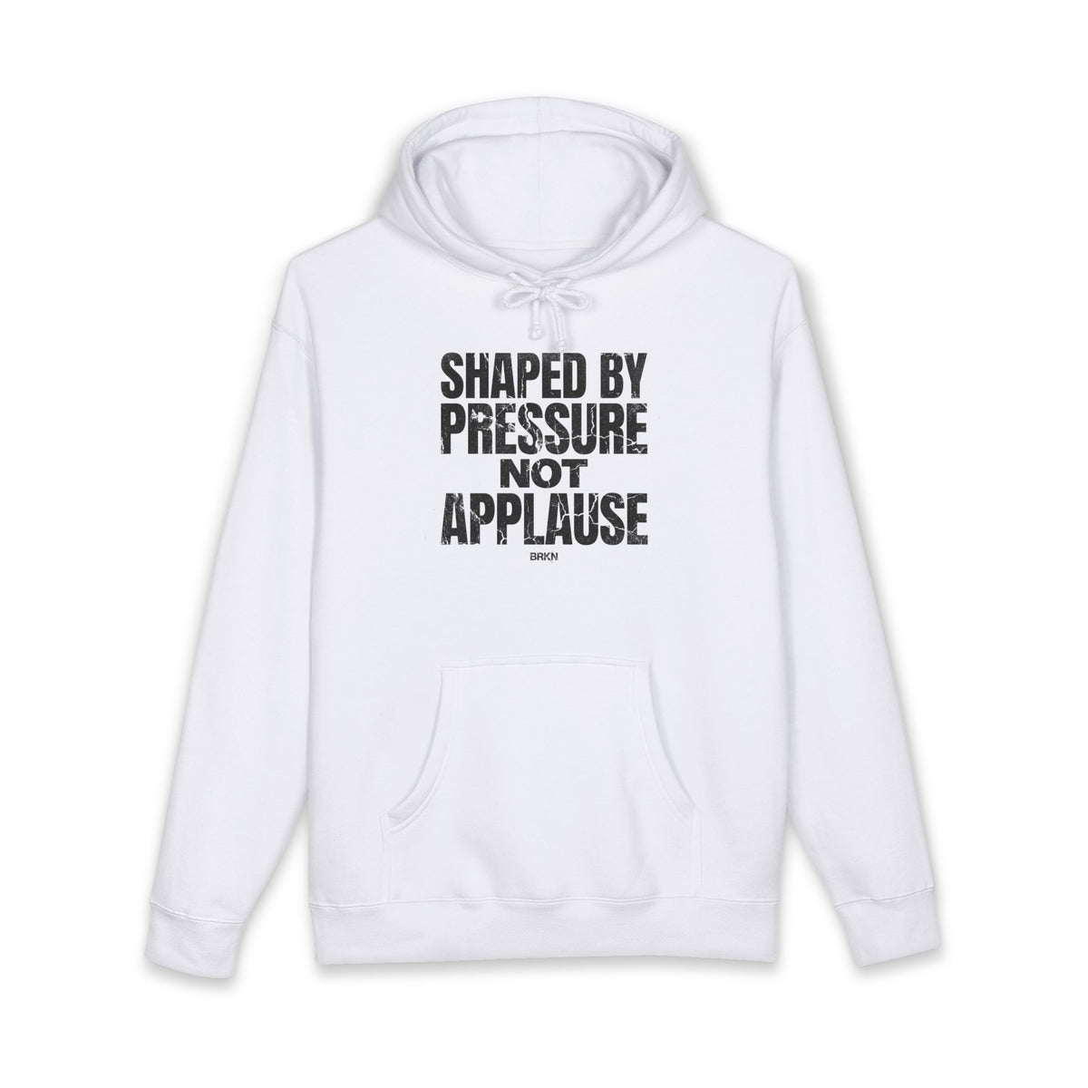 BRKN Shaped By Pressure Heavyweight Hoodie, White (Unisex)