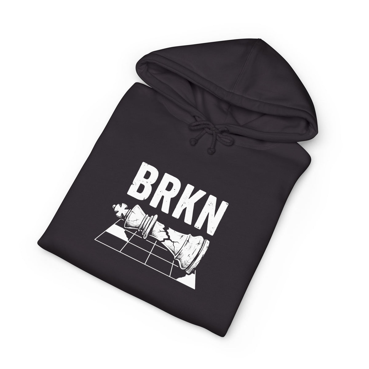 BRKN Checkmate Heavyweight Hoodie, Black (Unisex)