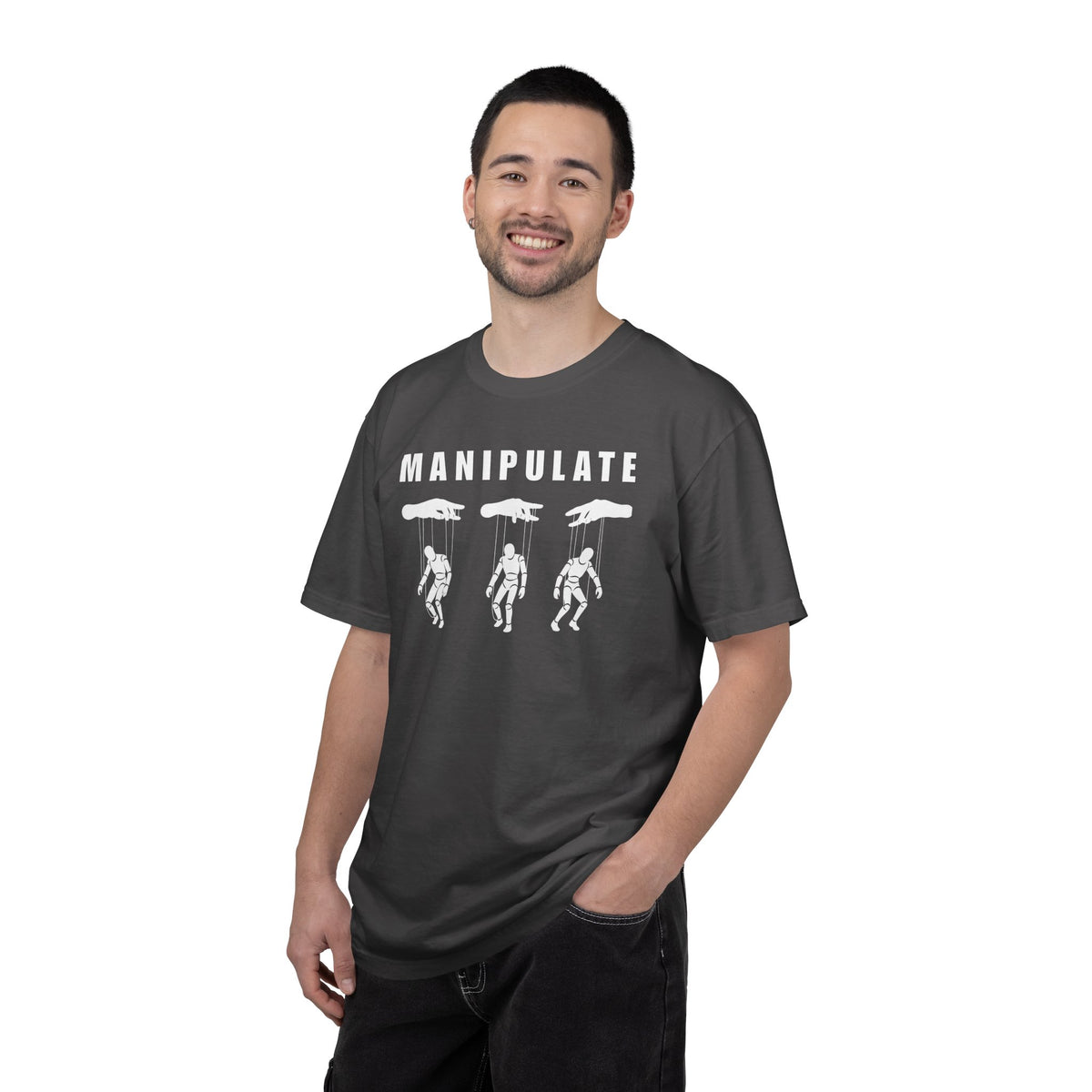 BRKN Puppet Strings Heavyweight Tee, Black & Graphite (Unisex)