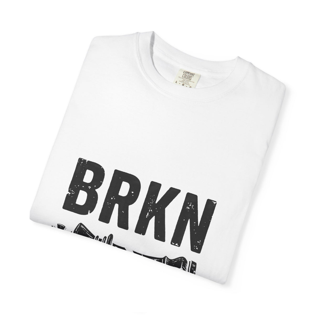 BRKN Checkmate Heavyweight Tee, White (Unisex)