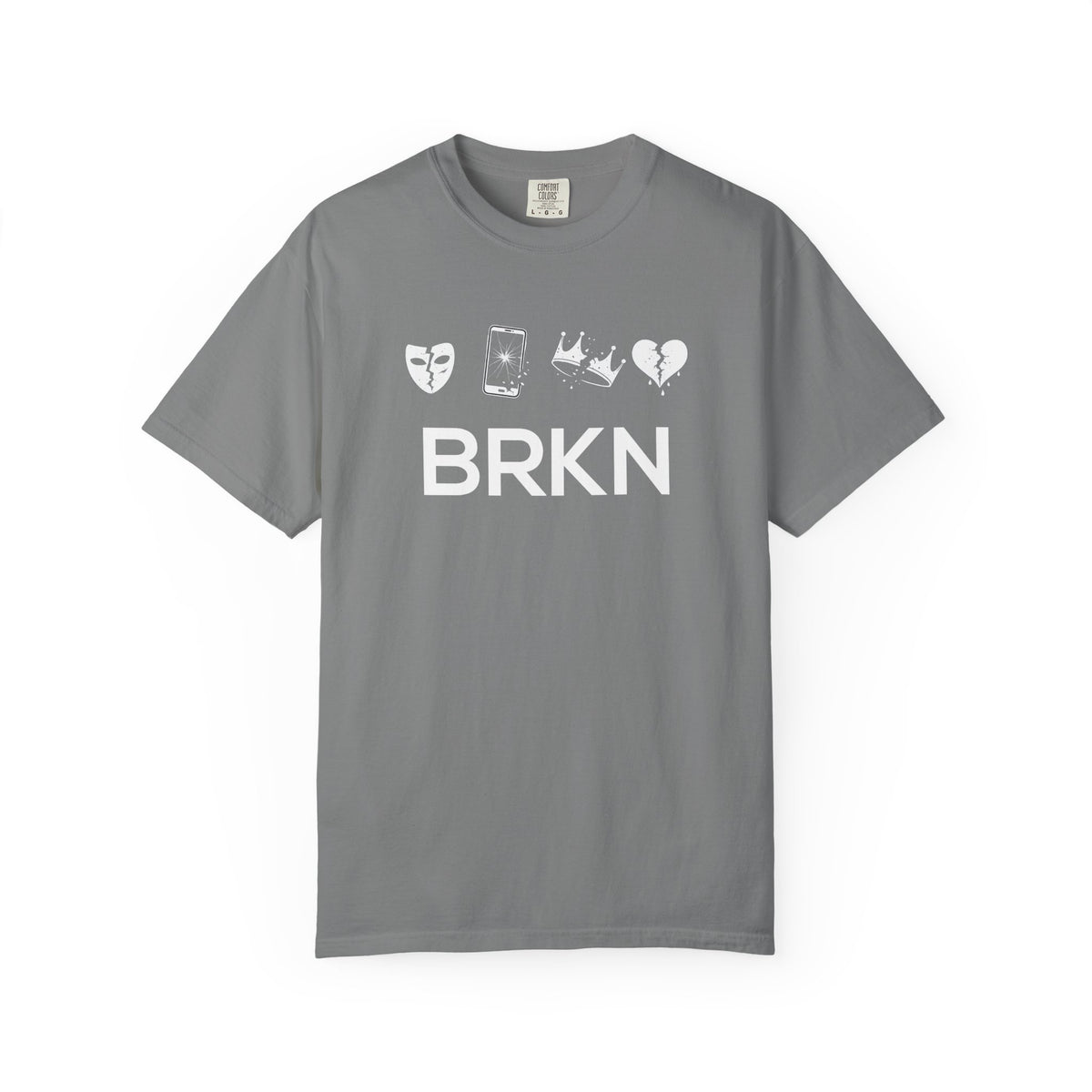 BRKN Fractured Heavyweight Tee, Black & Grey (Unisex)