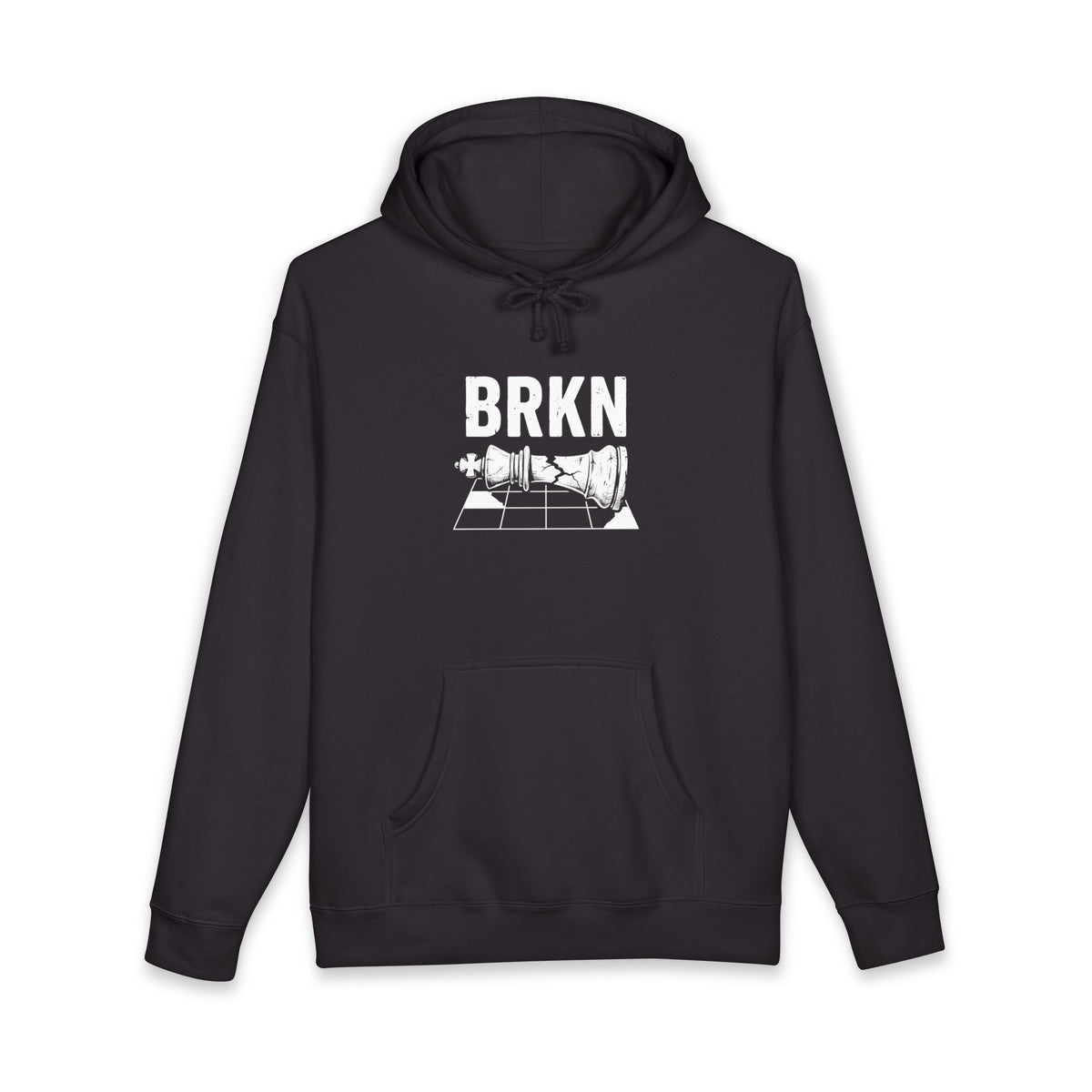 BRKN Checkmate Heavyweight Hoodie, Black (Unisex)