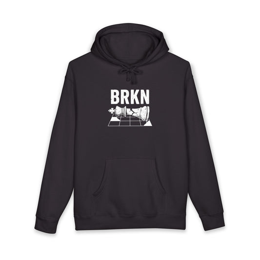 BRKN Checkmate Heavyweight Hoodie, Black (Unisex)