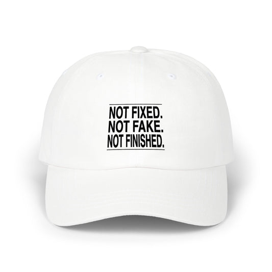 BRKN “Not Fixed. Not Fake. Not Finished.” Dad Cap, White