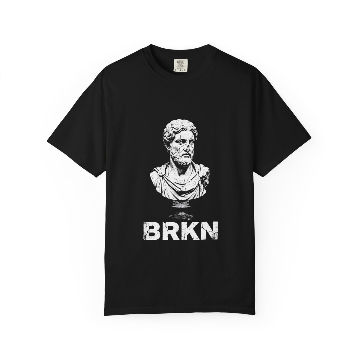 BRKN Broken Statue Heavyweight Tee, Black (Unisex)