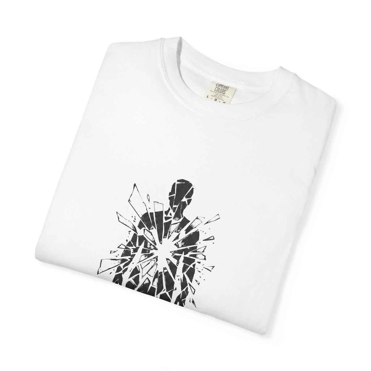 BRKN Shattered Mirror Heavyweight Tee, White (Unisex)