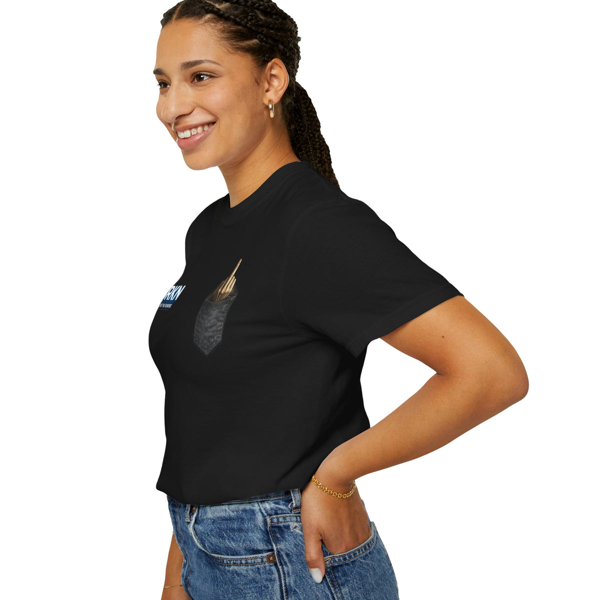 BRKN Pocket Graphic Heavyweight Tee, Black (Unisex)