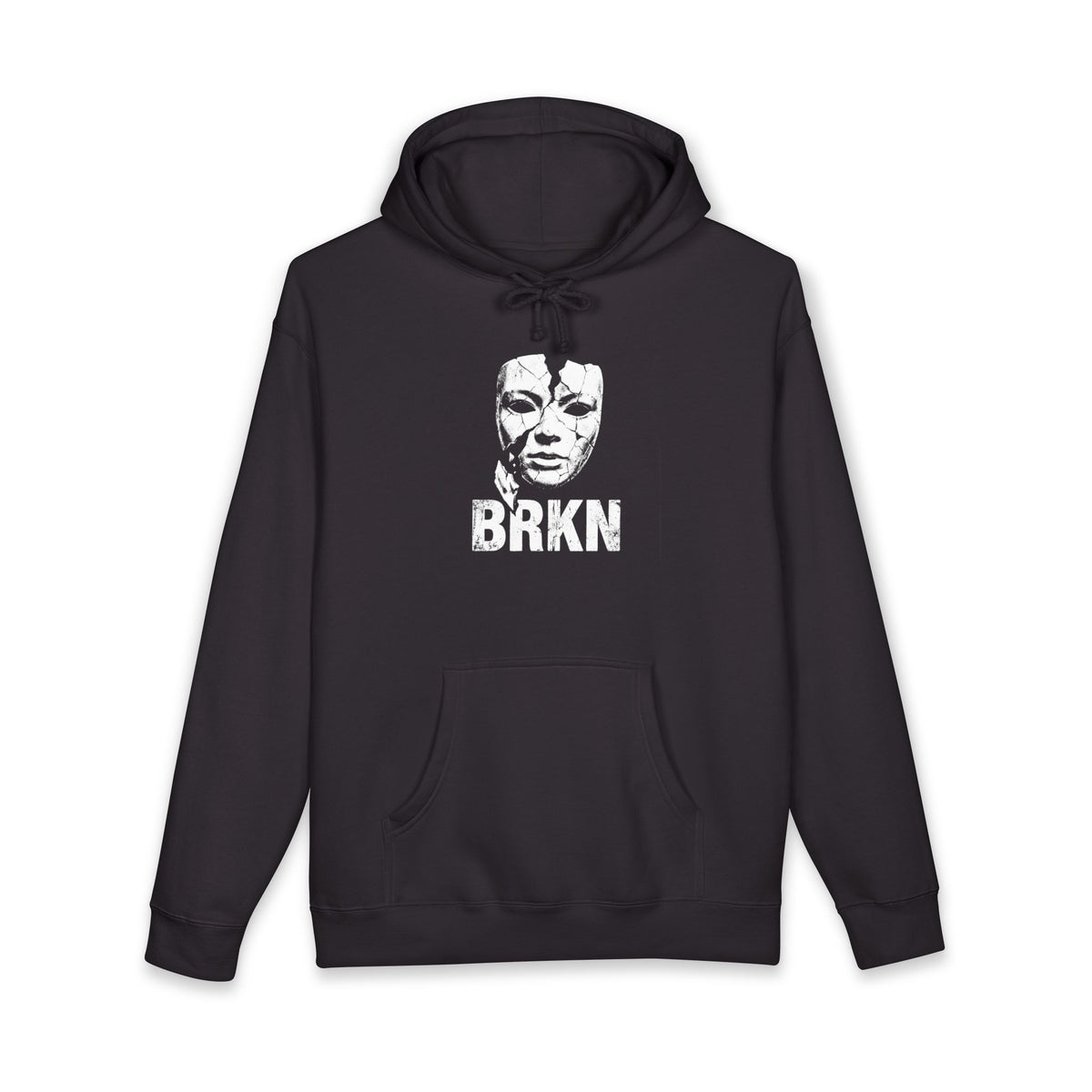 BRKN Cracked Mask Heavyweight Hoodie, Black (Unisex)