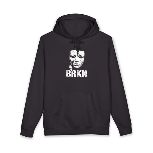 BRKN Cracked Mask Heavyweight Hoodie, Black (Unisex)