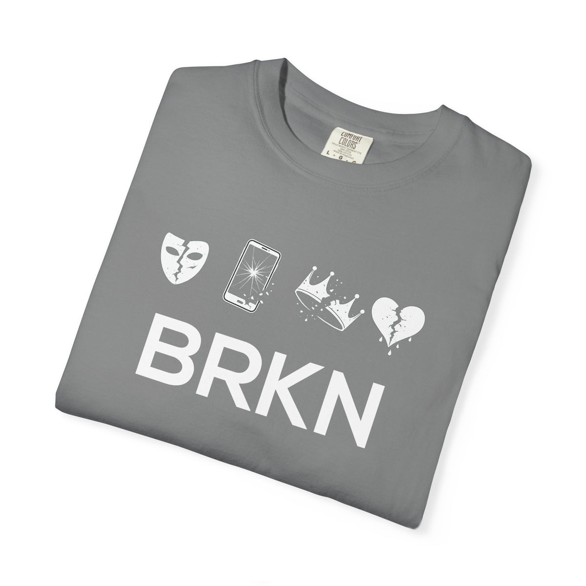 BRKN Fractured Heavyweight Tee, Black & Grey (Unisex)