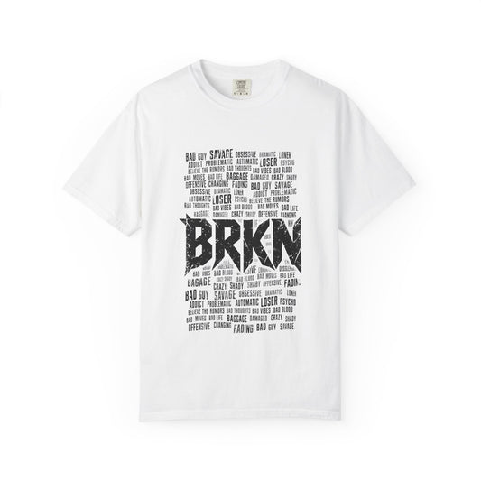 BRKN Bad Guy Heavyweight Tee, White (Unisex)