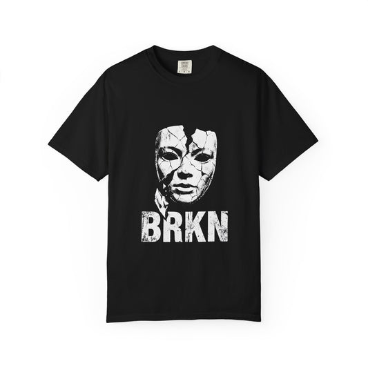 BRKN Cracked Mask Heavyweight Tee, Black (Unisex)