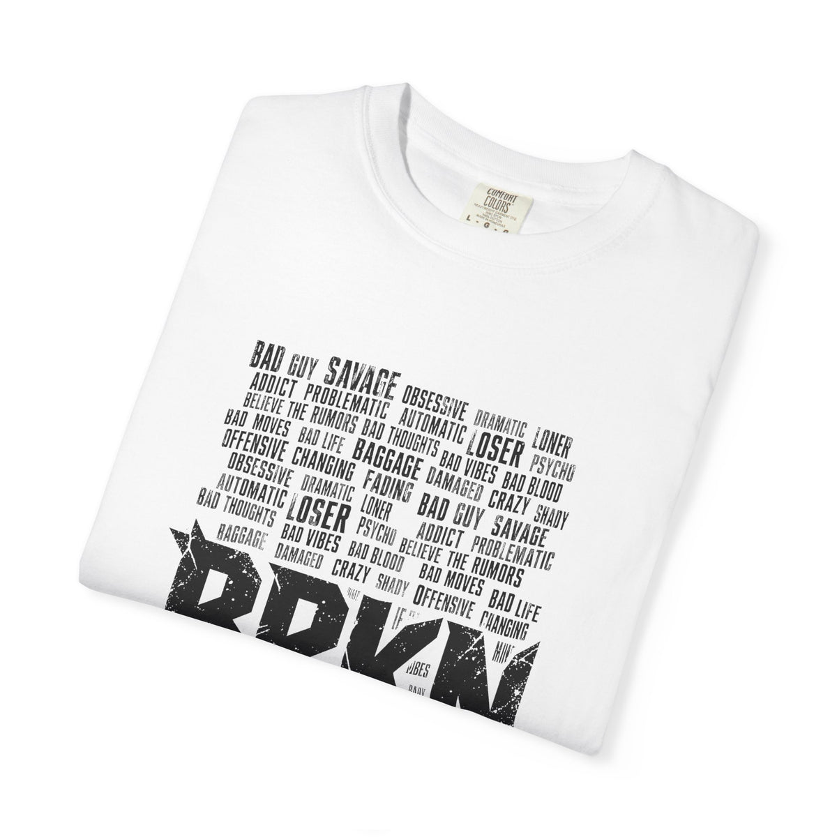 BRKN Bad Guy Heavyweight Tee, White (Unisex)