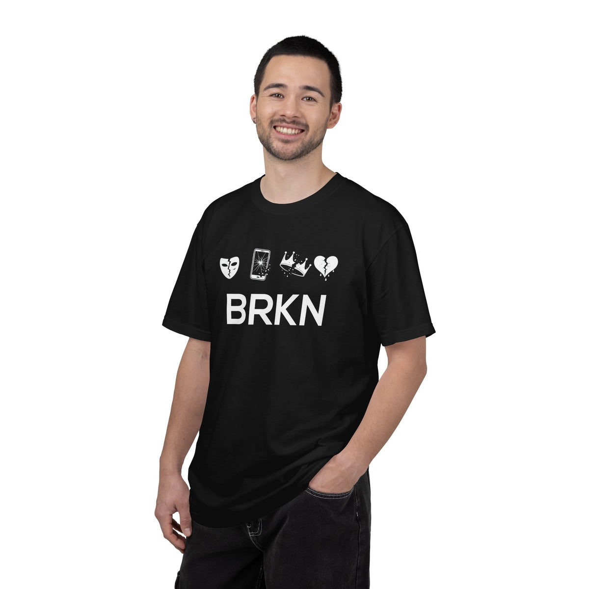 BRKN Fractured Heavyweight Tee, Black & Grey (Unisex)