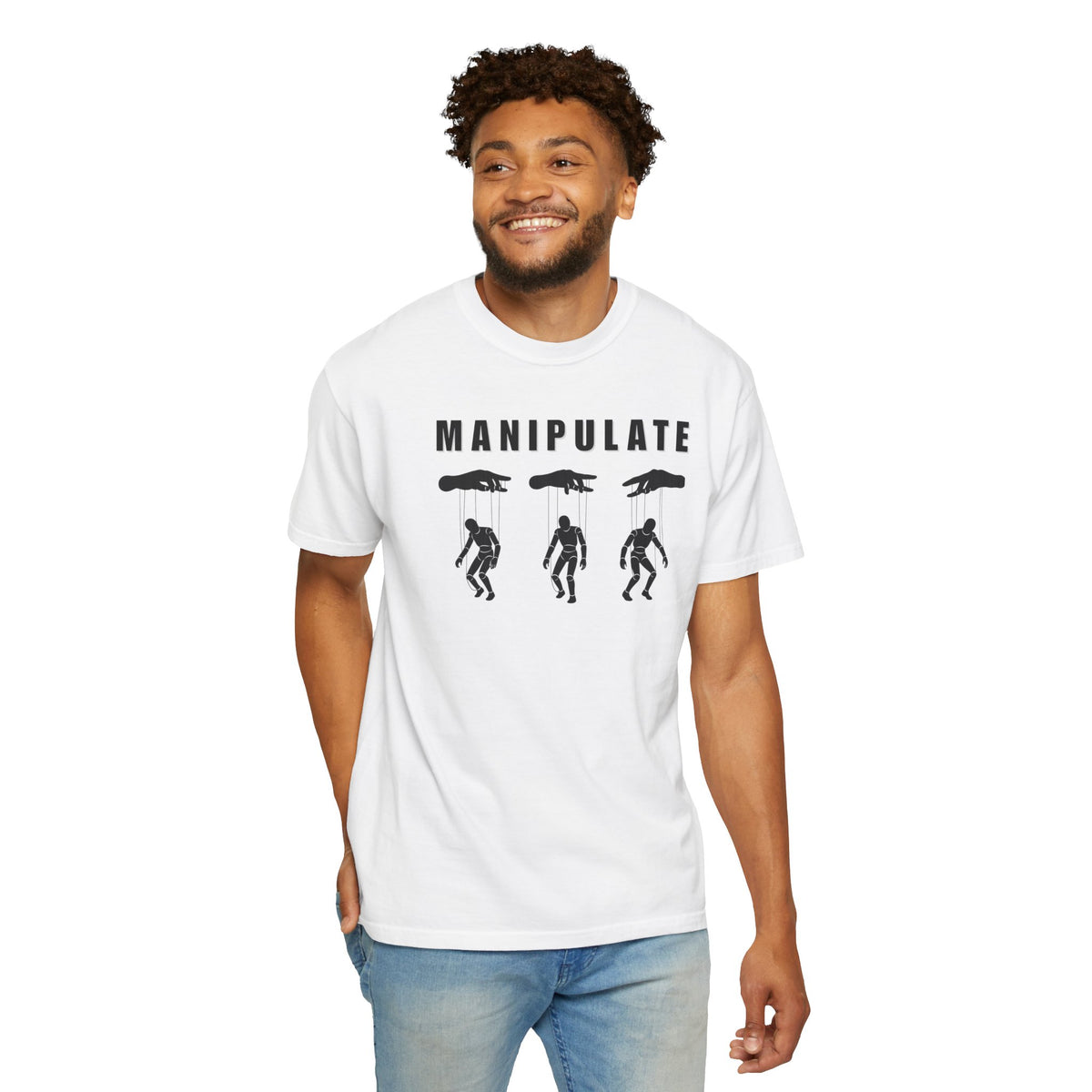 BRKN Puppet Strings Heavyweight Tee, White (Unisex)