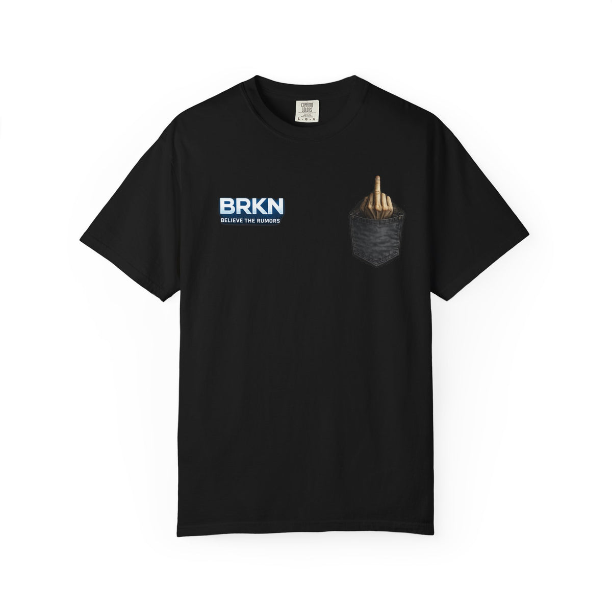 BRKN Pocket Graphic Heavyweight Tee, Black (Unisex)