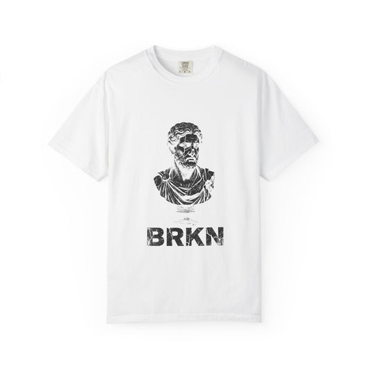 BRKN Broken Statue Heavyweight Tee, White (Unisex)