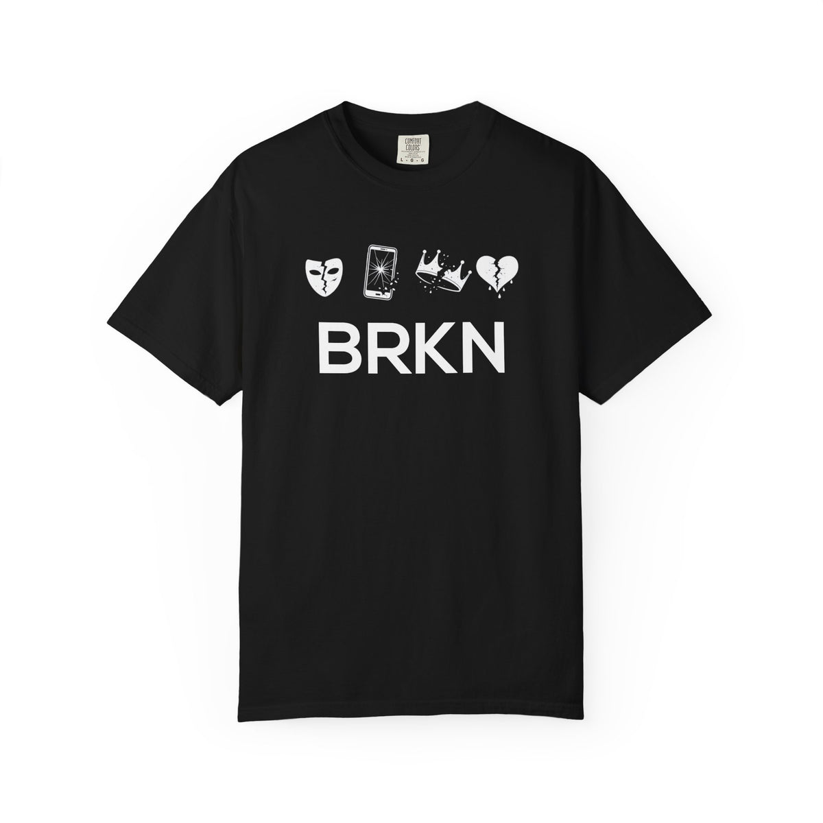 BRKN Fractured Heavyweight Tee, Black & Grey (Unisex)