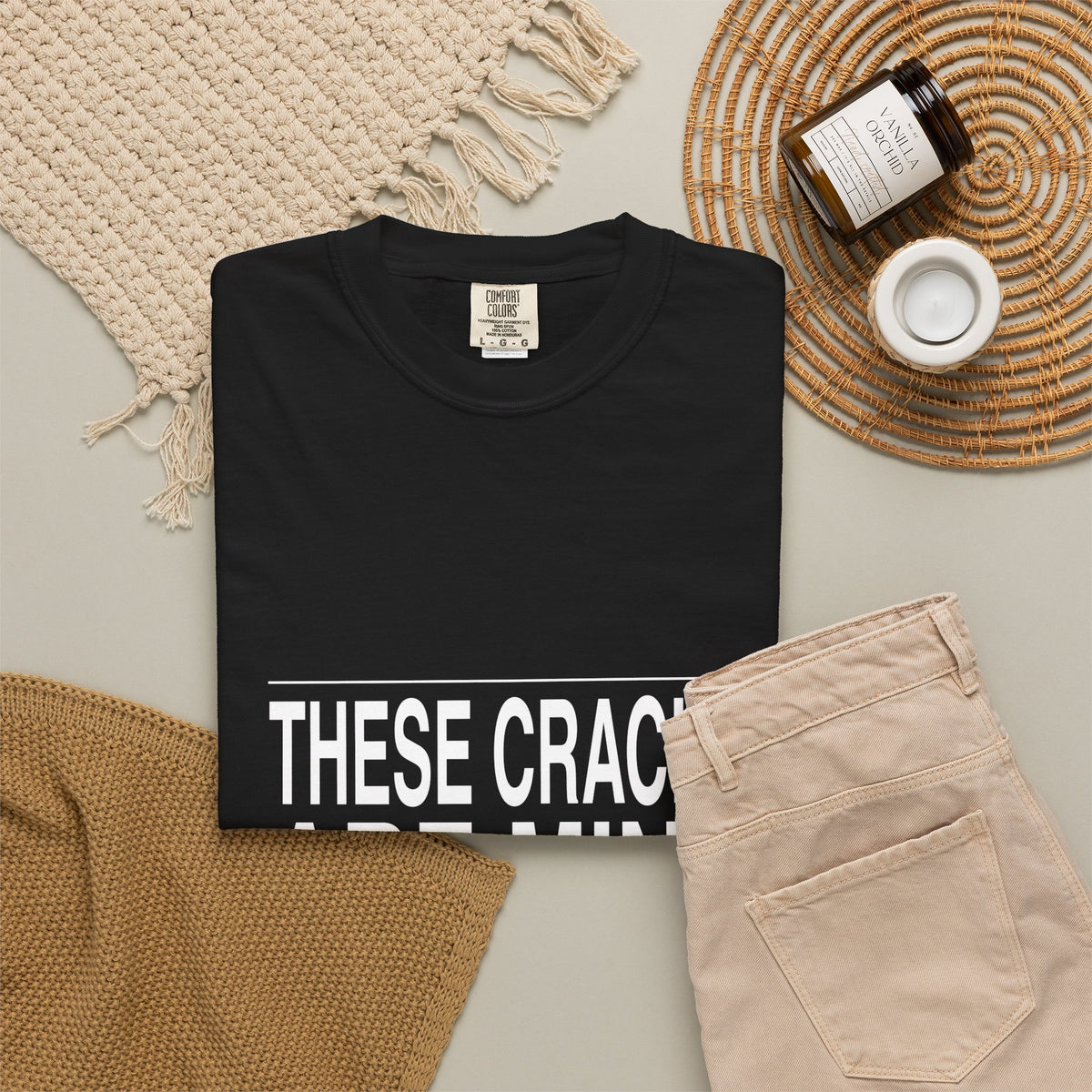 BRKN These Cracks Are Mine To Keep Heavyweight Tee, Black (Unisex)