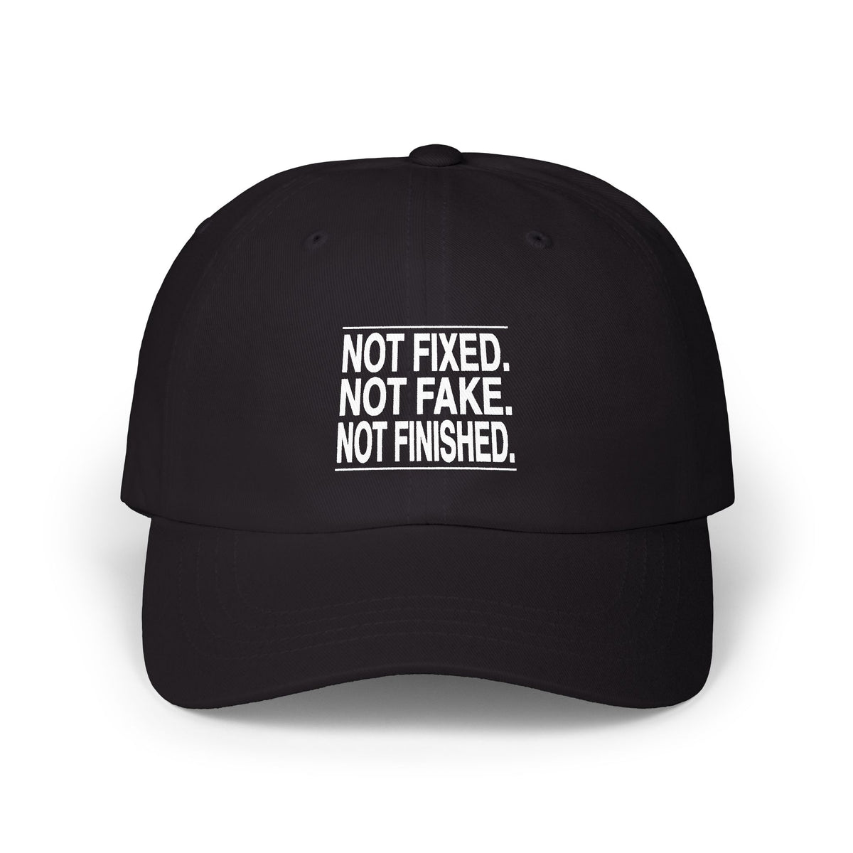 BRKN “Not Fixed. Not Fake. Not Finished.” Dad Cap, Black