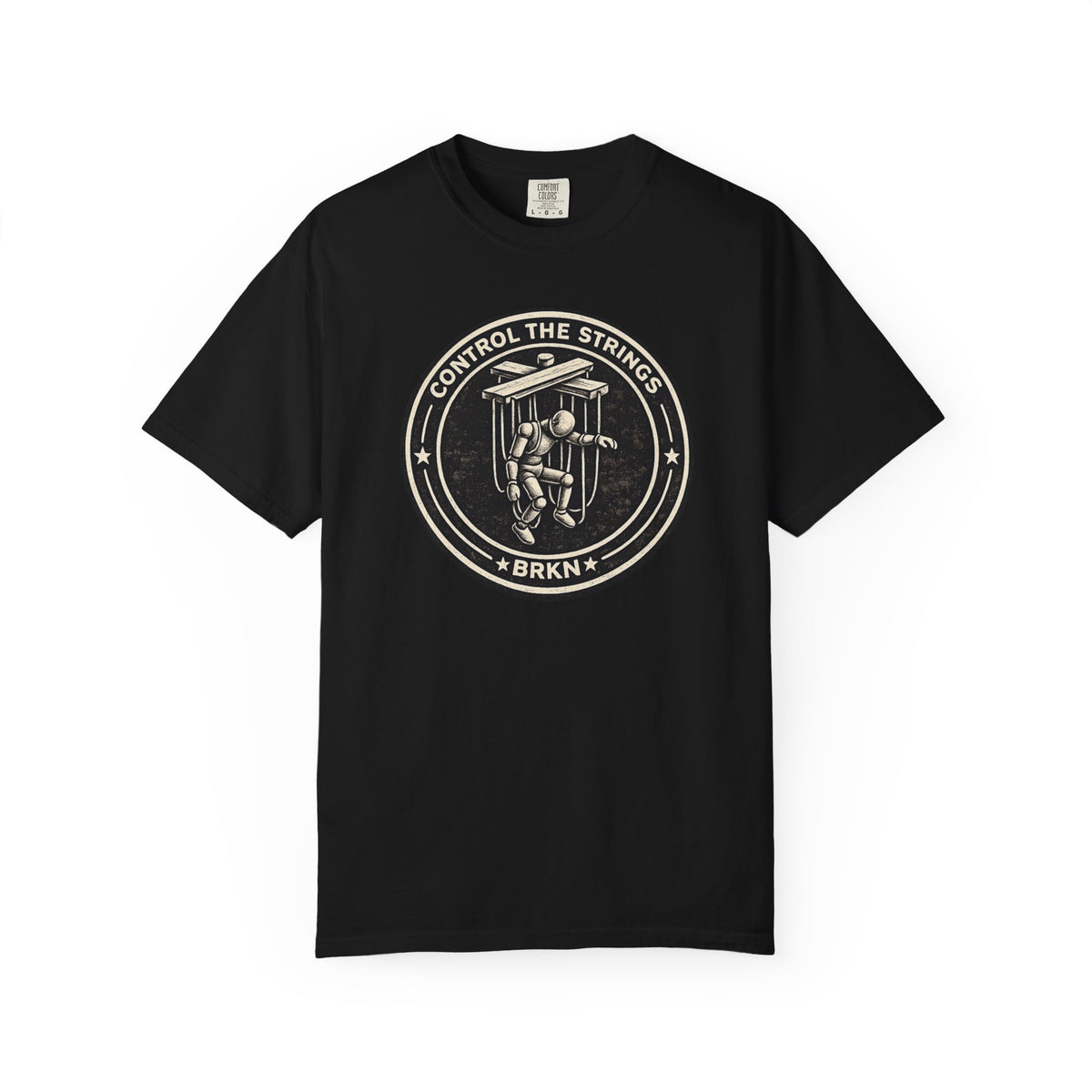 BRKN Control The Strings Heavyweight Tee, Black (Unisex)