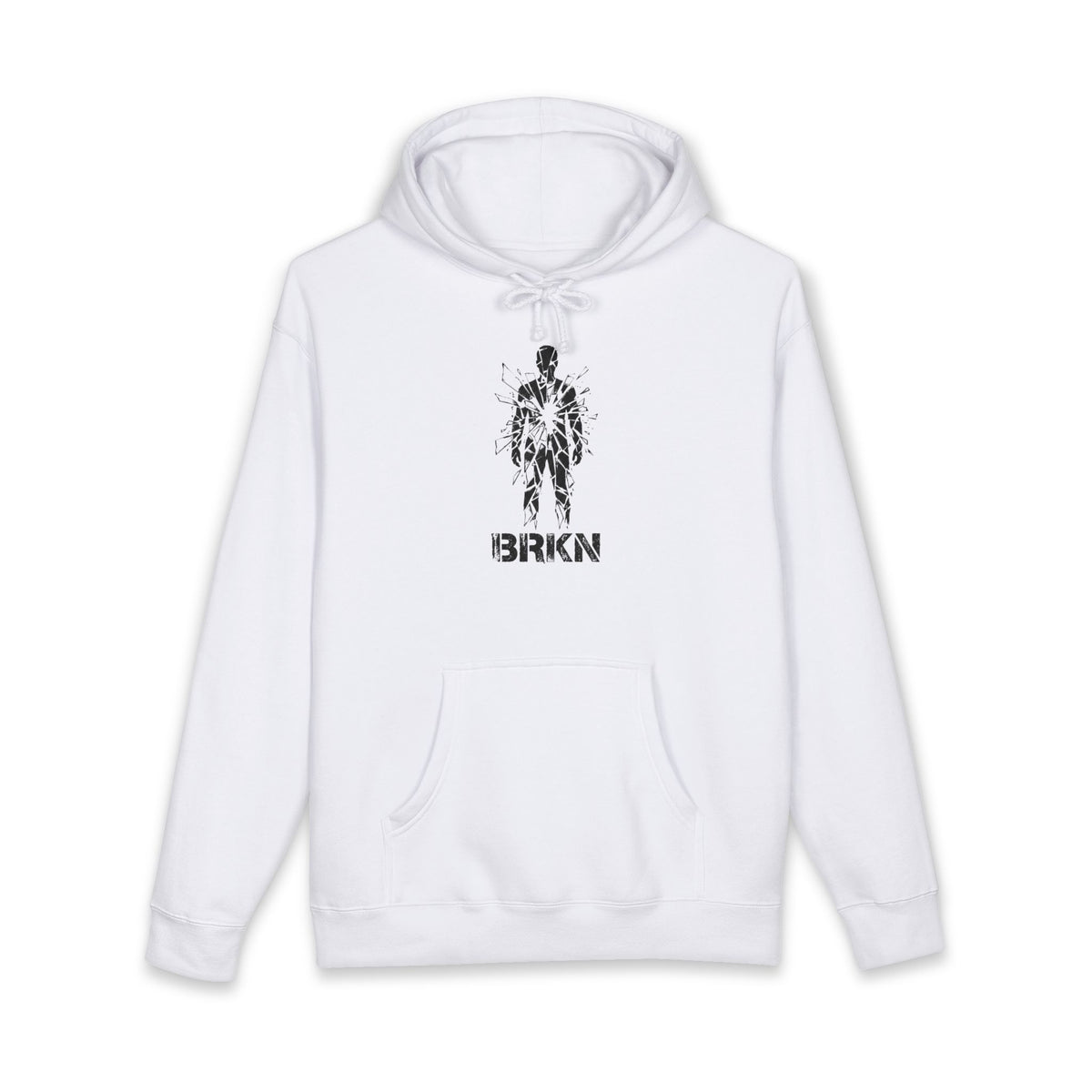 BRKN Shattered Mirror Heavyweight Hoodie, White (Unisex)