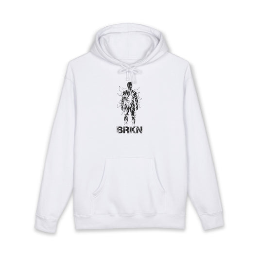 BRKN Shattered Mirror Heavyweight Hoodie, White (Unisex)