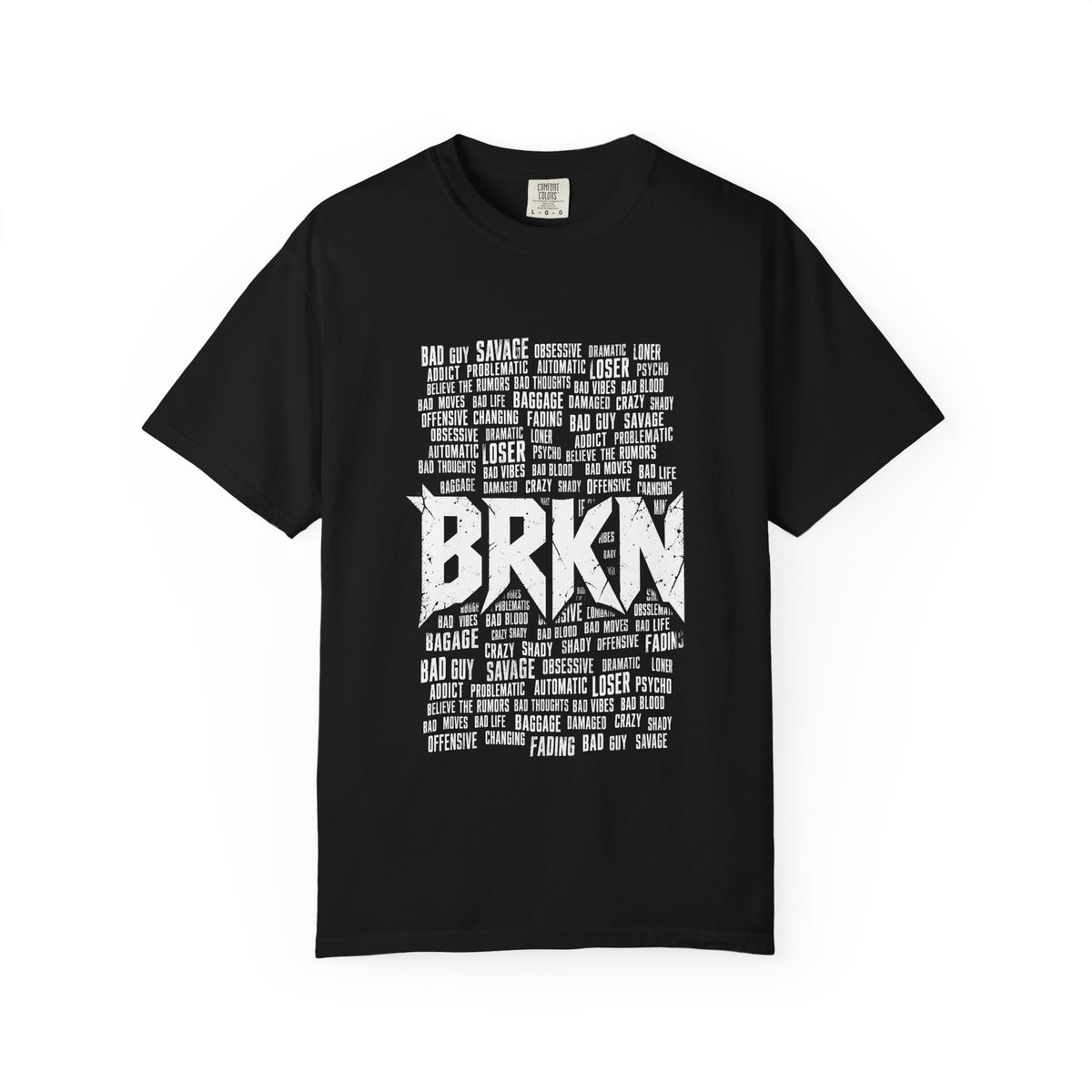 BRKN Bad Guy Heavyweight Tee, Black (Unisex)