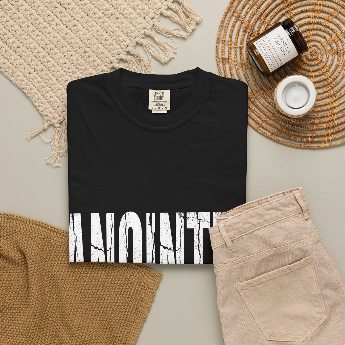 BRKN Anointed By Hardship Heavyweight Tee, Black (Unisex)