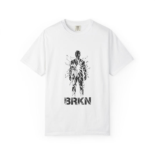 BRKN Shattered Mirror Heavyweight Tee, White (Unisex)