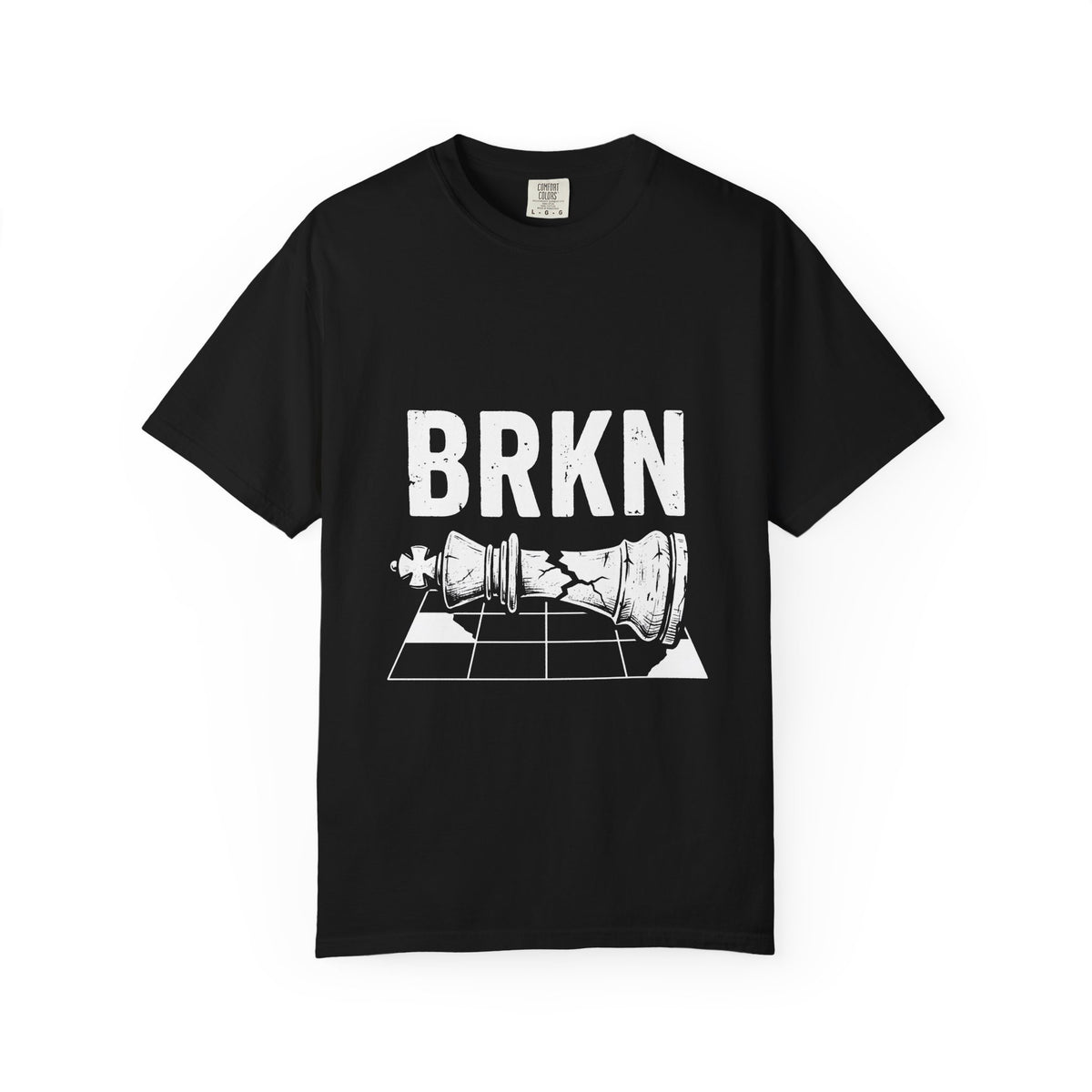 BRKN Checkmate Heavyweight Tee, Black (Unisex)