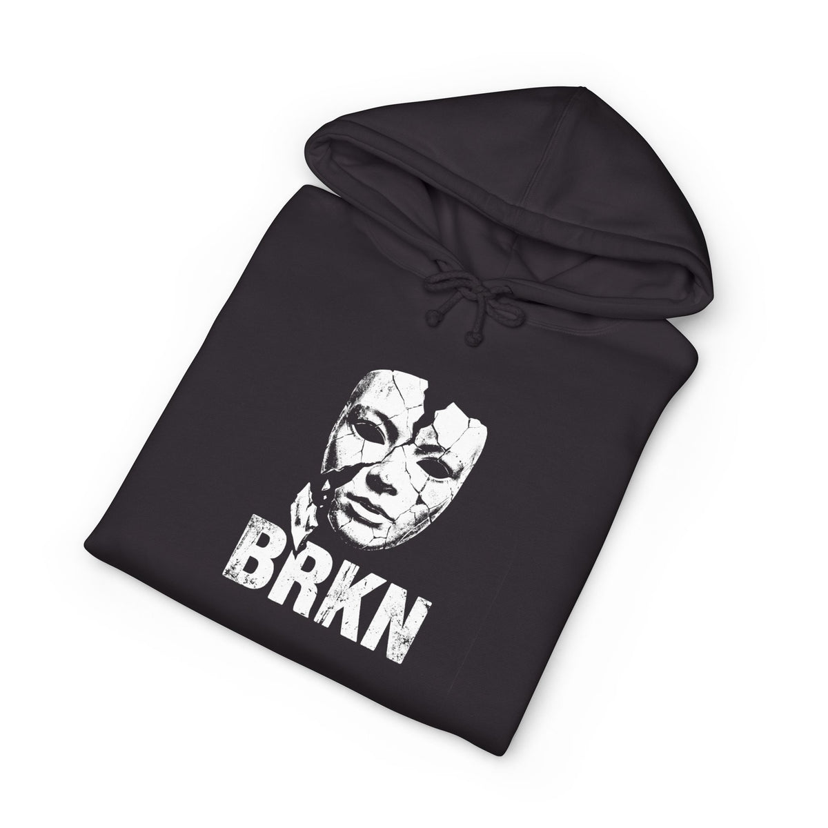 BRKN Cracked Mask Heavyweight Hoodie, Black (Unisex)