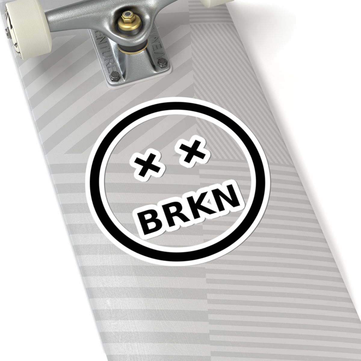 BRKN Smiley Kiss-Cut Sticker, Black & White