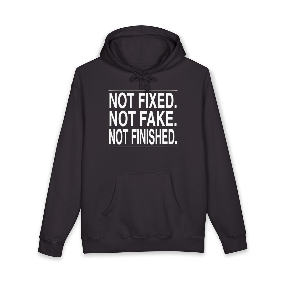BRKN Not Fixed Not Fake Not Finished Heavyweight Hoodie, Black (Unisex)