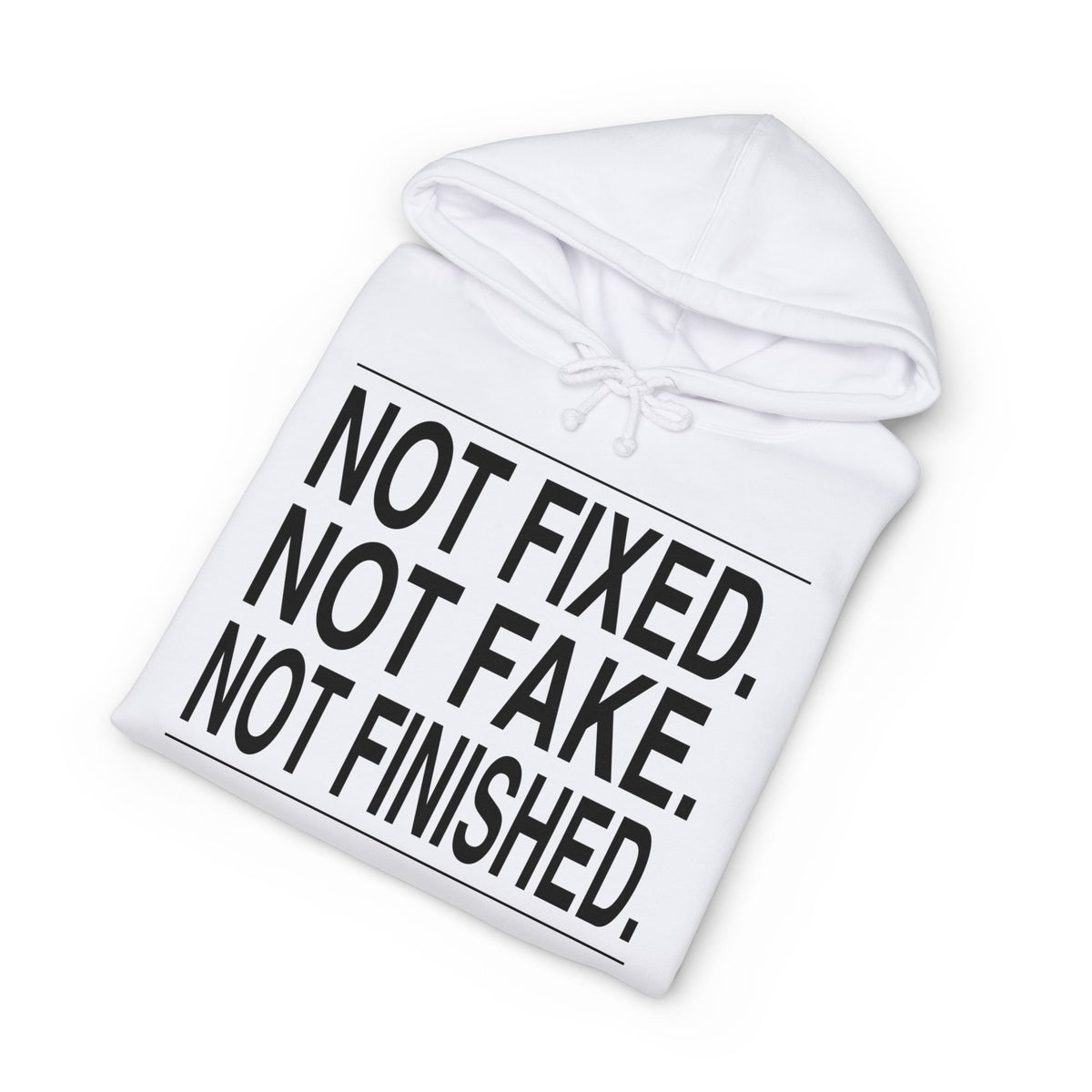 BRKN Not Fixed Not Fake Not Finished Heavyweight Hoodie, White (Unisex)