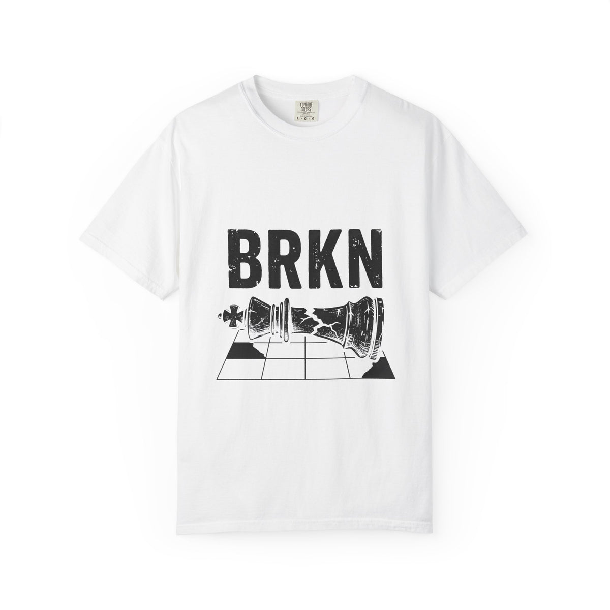 BRKN Checkmate Heavyweight Tee, White (Unisex)