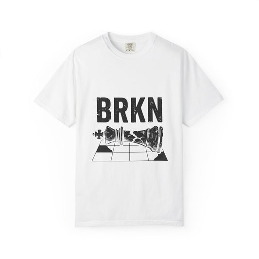 BRKN Checkmate Heavyweight Tee, White (Unisex)