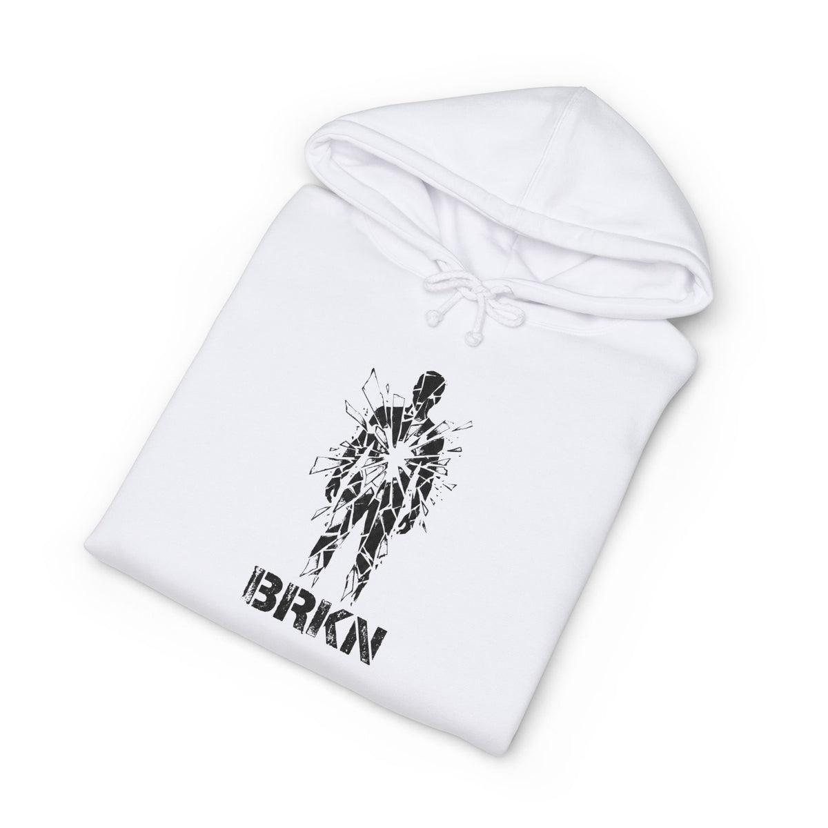 BRKN Shattered Mirror Heavyweight Hoodie, White (Unisex)